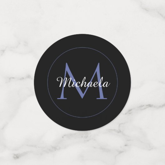 Minimalistischer Kreis moderner Monogramm-Anfangsn Konfetti (Klein Vorderseite)