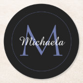 Minimalistischer Kreis moderner Monogramm-Anfangsn Runder Pappuntersetzer (Vorderseite)