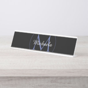 Minimalistischer Kreis moderner Monogramm-Anfangsn Schreibtischnamensplakette
