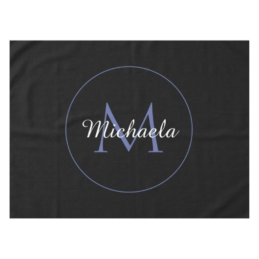 Minimalistischer Kreis moderner Monogramm-Anfangsn Tischdecke (Vorderseite (Horizontal))