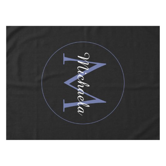 Minimalistischer Kreis moderner Monogramm-Anfangsn Tischdecke (Vorderseite (Horizontal))