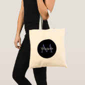 Minimalistischer Kreis moderner Monogramm-Anfangsn Tragetasche (Vorderseite (Produkt))