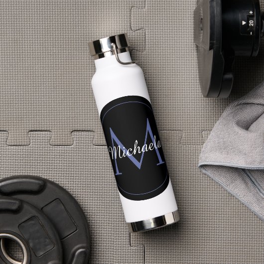 Minimalistischer Kreis moderner Monogramm-Anfangsn Trinkflasche (Fitnessstudio)