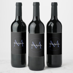 Minimalistischer Kreis moderner Monogramm-Anfangsn Weinetikett