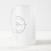 minimalistischer Kreis-Monogramm-Name Mattglas Bierglas (Vorderseite Links)