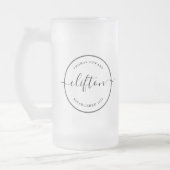 minimalistischer Kreis-Monogramm-Name Mattglas Bierglas (Links)