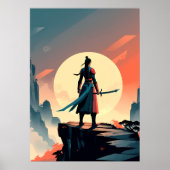 Minimalistischer Krieger mit Schwert-Gaming Poster (Vorne)