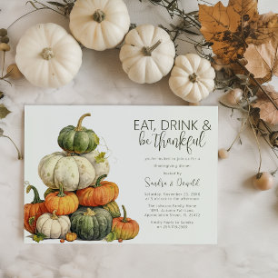 Minimalistischer Kürbis-Thanksgiving-Dinner Einladung