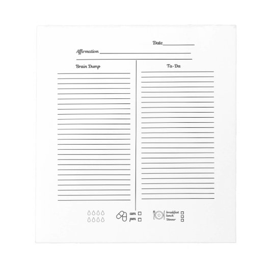 Minimalistischer Kursiv-Da-Tracker Notizblock (Vorderseite)