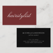 Minimalistischer kursiver Text | Friseurin Visitenkarte (Vorne/Hinten)