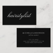 Minimalistischer kursiver Text | Friseurin Visitenkarte (Vorne/Hinten)