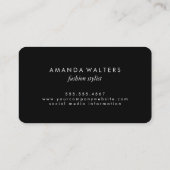 Minimalistischer, kursiver Text, Hot Pink Black Visitenkarte (Rückseite)