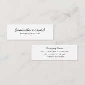 Minimalistischer kursiver Text Mini Visitenkarte (Vorne/Hinten)