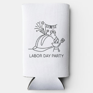 Minimalistischer Labor Day Party Schutzhelm und Gr Selters Dosenkühler