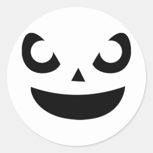 Minimalistischer, lächelnder Pumpkin-Gesichtsticke Runder Aufkleber