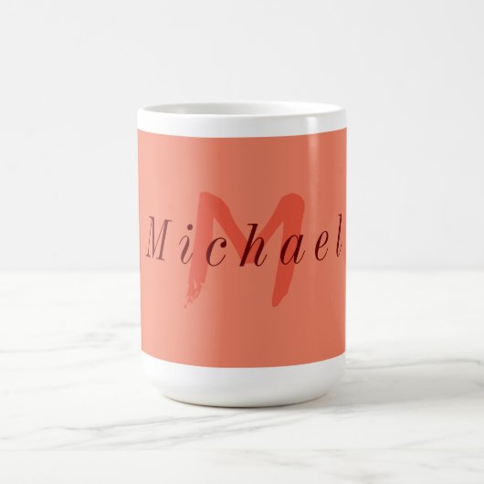 Minimalistischer Lachs und Dunkelrot Kaffeetasse (Mittel)