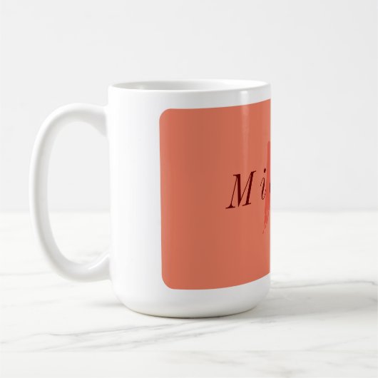 Minimalistischer Lachs und Dunkelrot Kaffeetasse (Links)