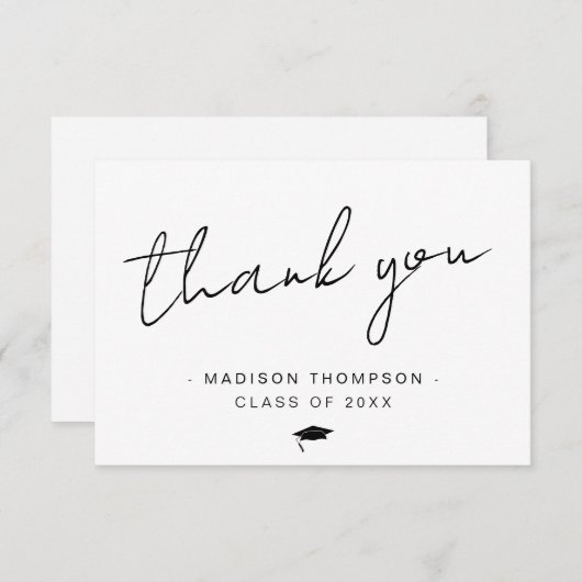 Minimalistischer Lässiger Script-Abschluss Dankeskarte (Vorne/Hinten)