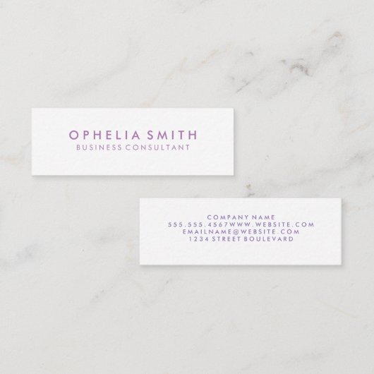 Minimalistischer Lavendel Mini Visitenkarte (Vorne/Hinten)