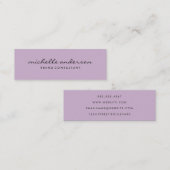 Minimalistischer Lavendelkursivtext Mini Visitenkarte (Vorne/Hinten)