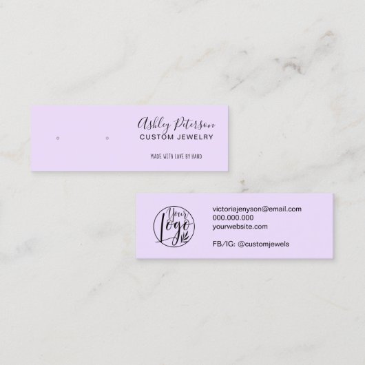 Minimalistischer Lavendelschmuck Mini Visitenkarte (Vorne/Hinten)