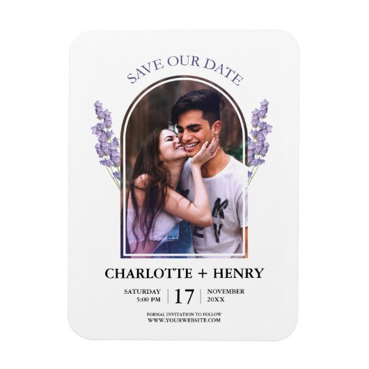 Minimalistischer LavenderWedding speichert das Dat Magnet (Vertikal)