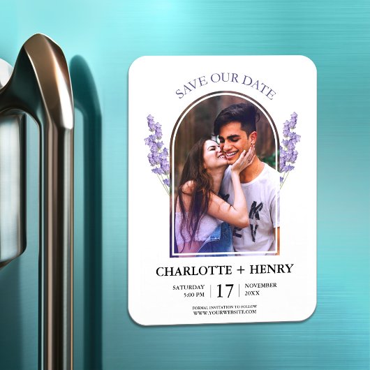 Minimalistischer LavenderWedding speichert das Dat Magnet