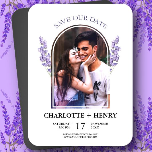 Minimalistischer LavenderWedding speichert das Dat Magnet