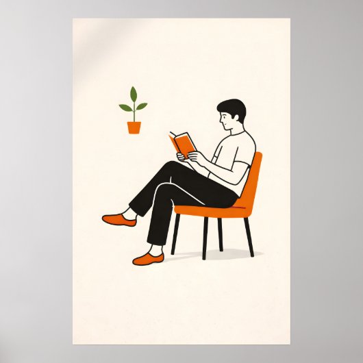 Minimalistischer Leser Illustrationsdruck, Moderne Poster (Vorne)