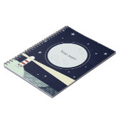 Minimalistischer Leuchtturm mit Mond und Sternen Notizblock (Linke Seite)