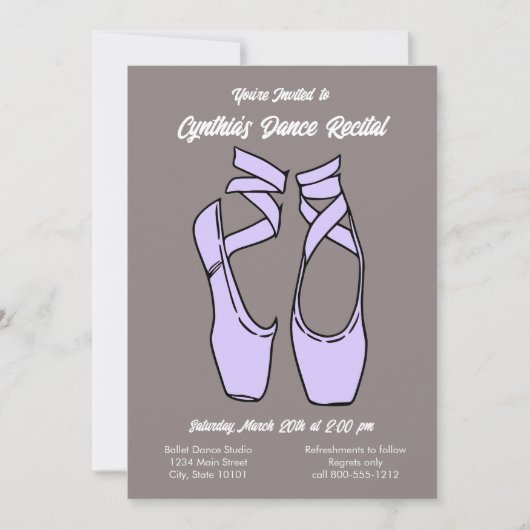 Minimalistischer Lila Balletttanz - Einladung (Vorderseite)