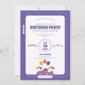 Minimalistischer Lila Geburtstag Einladung (Vorderseite)