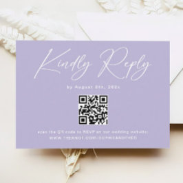 Minimalistischer Lila Lavendel QR Code Hochzeit RS Begleitkarte