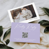 Minimalistischer Lila Lavendel QR Code Hochzeit RS Begleitkarte