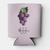 Minimalistischer Lila Oma Chic Crochet Name Dosenkühler (Vorderseite)