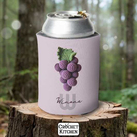Minimalistischer Lila Oma Chic Crochet Name Dosenkühler