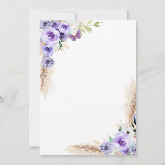 Minimalistischer Lila Schmetterling erster Geburts Einladung (Rückseite)