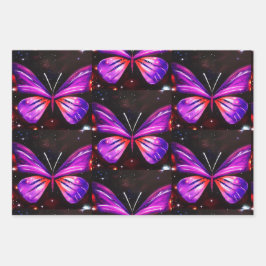 Minimalistischer Lila Schmetterling Geschenkpapier Set