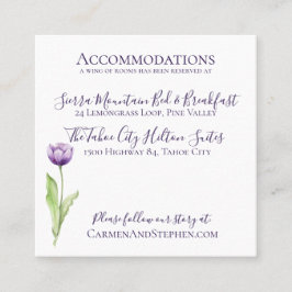 Minimalistischer Lila Single Tulip Wedding Detail Quadratische Visitenkarte