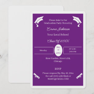 Minimalistischer Lila und weißer Abschluss Einladung