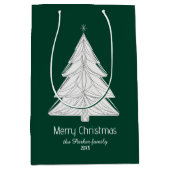 Minimalistischer Line-Art Weihnachtsbaum mit geome Mittlere Geschenktüte (Vorderseite)