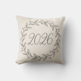 Minimalistischer Lorbeerkranz 2026  Kissen