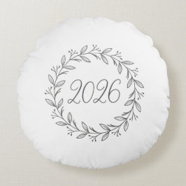 Minimalistischer Lorbeerkranz 2026  Rundes Kissen