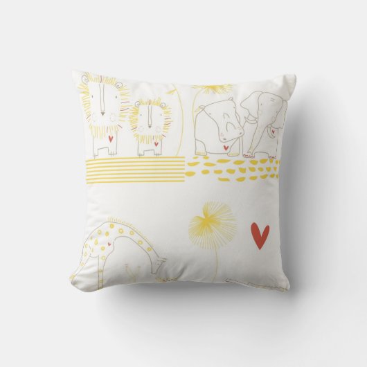 Minimalistischer Löwe, Schildkröte, Krokodil und Kissen (Vorderseite)