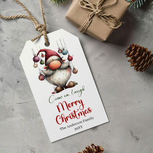 Minimalistischer lustiger Weihnachtsmann festiver Geschenkanhänger