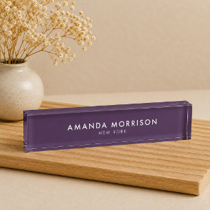 Minimalistischer Luxus Aubergine Violett Namensplakette