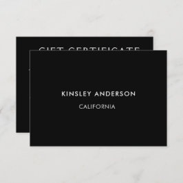 Minimalistischer Luxus-Black-Geschenkschein