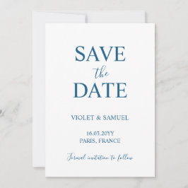 Minimalistischer Luxus Blau Hochzeit Vormerken Save The Date
