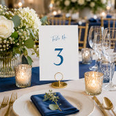 Minimalistischer Luxus Blaue Hochzeit Tischnummer