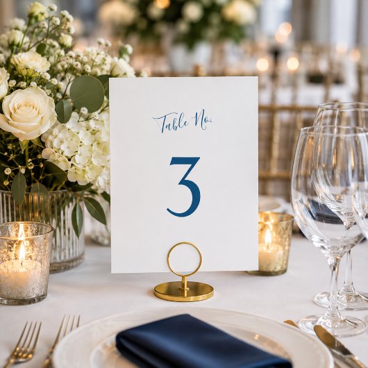 Minimalistischer Luxus Blaue Hochzeit Tischnummer
